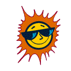Animated sun with sunglasses rocking back and forth