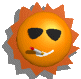 Cool rocking animated sun with sunglasses and smoke